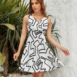 V-Neck Sleeveless Dress (NZ022)  Frocks
