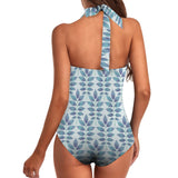 compound lg print 4A Women's Ruched Push Up Halter Swimsuit (Model S58)