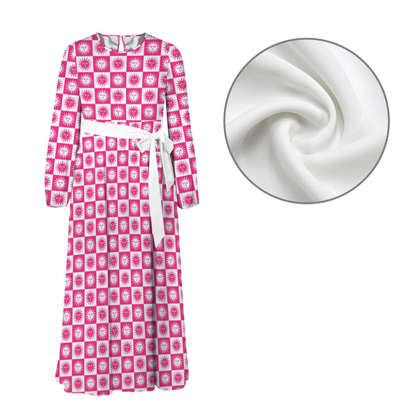 Got Sol Round Neck Long Sleeve Belted Maxi Dress