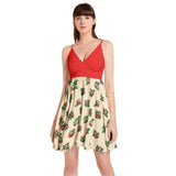 Spaghetti Strap Sleeveless Falred Hem Short Dress