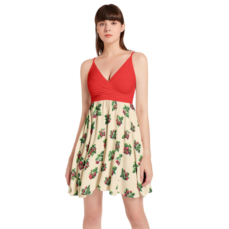 Spaghetti Strap Sleeveless Falred Hem Short Dress