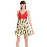 Spaghetti Strap Sleeveless Falred Hem Short Dress