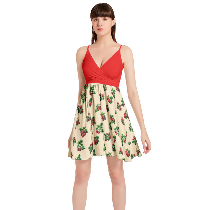 Spaghetti Strap Sleeveless Falred Hem Short Dress