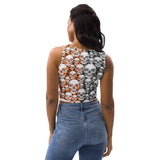 Halloween Skull & Leopard Print Crop Top - Objet D'Art