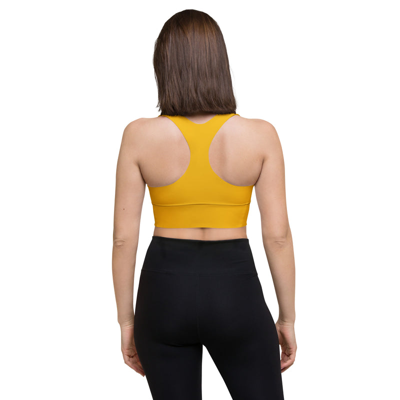 Golden Floral Rays Longline sports bra - Objet D'Art