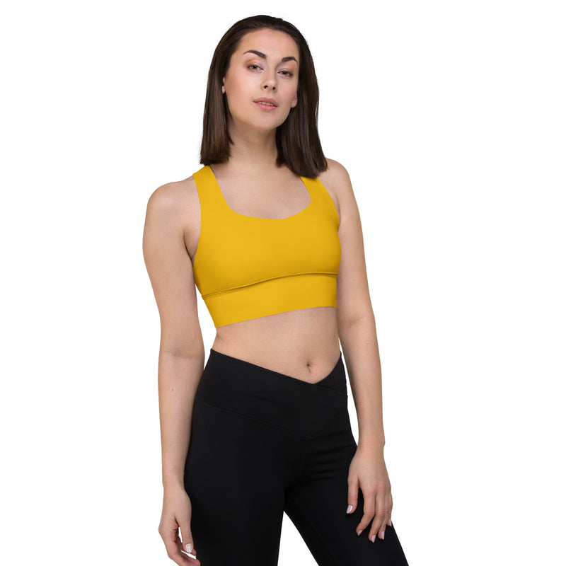 Golden Floral Rays Longline sports bra - Objet D'Art