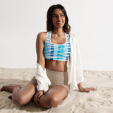 Blue Wave Tiger Striped Padded Sports Bra - Objet D'Art