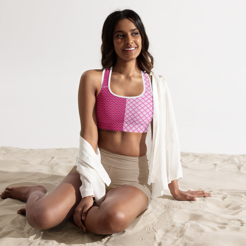 Asymmetry Art Padded Sports Bra - Objet D'Art