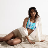 Blue Wave Tiger Striped Padded Sports Bra - Objet D'Art