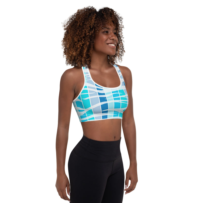 Blue Wave Tiger Striped Padded Sports Bra - Objet D'Art