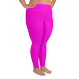 Fuchsia Greek Key Plus Size Leggings - Objet D'Art