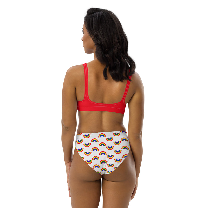 Nautical Rainbow Recycled high-waisted bikini - Objet D'Art