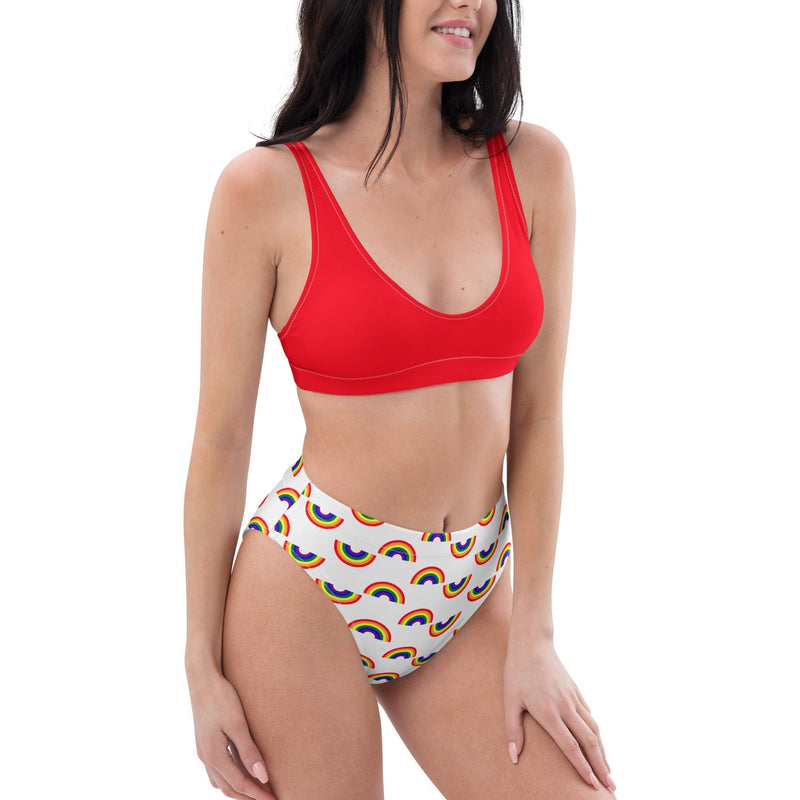 Nautical Rainbow Recycled high-waisted bikini - Objet D'Art