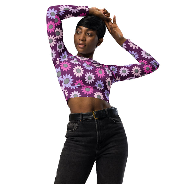 Floral Moments Recycled long-sleeve crop top - Objet D'Art