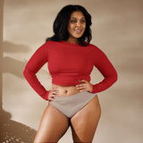 Flame Red Recycled long-sleeve crop top - Objet D'Art