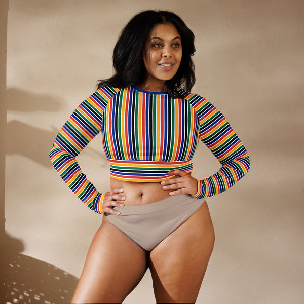 Rainbow Nation Recycled long-sleeve crop top - Objet D'Art