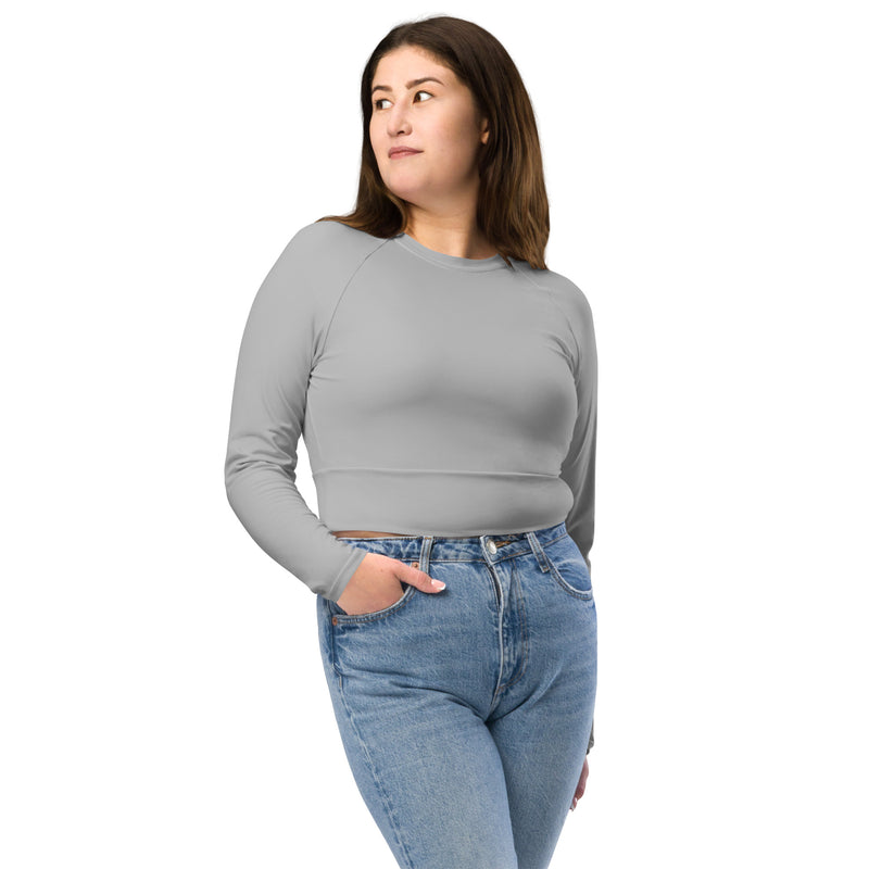 Silky Gray Recycled long-sleeve crop top - Objet D'Art
