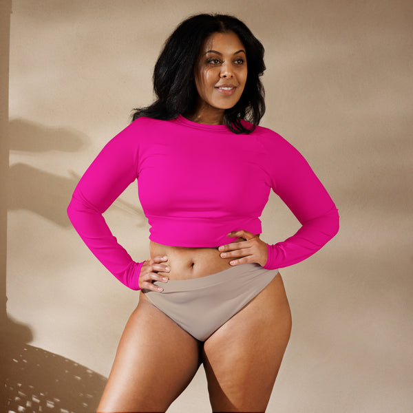 Fuchsia Recycled long-sleeve crop top - Objet D'Art