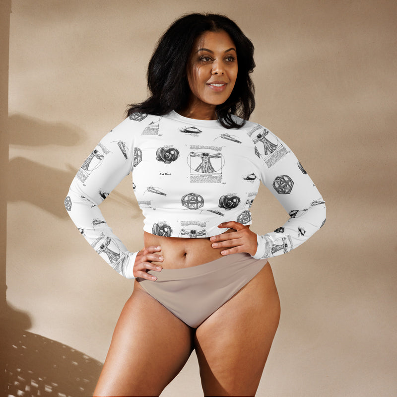 Da Vinci Collage Recycled long-sleeve crop top - Objet D'Art