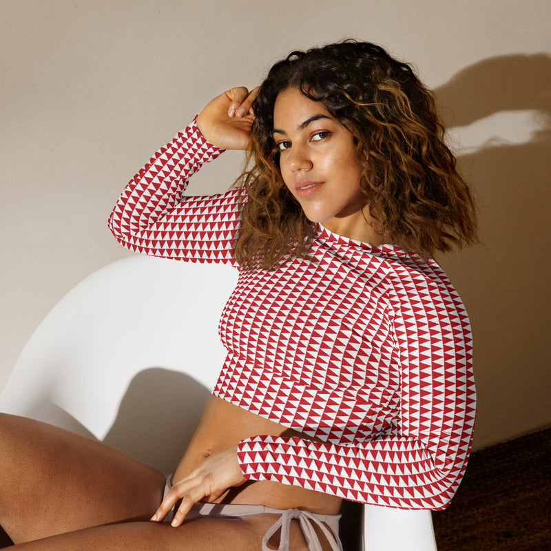 Red Wave Recycled long-sleeve crop top - Objet D'Art