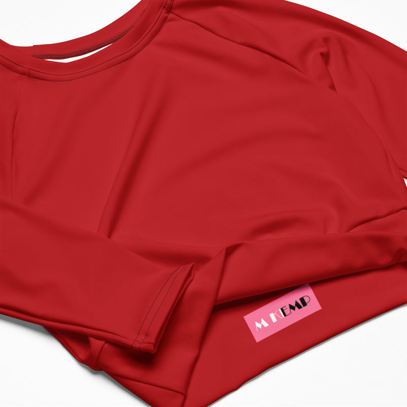 Flame Red Recycled long-sleeve crop top - Objet D'Art