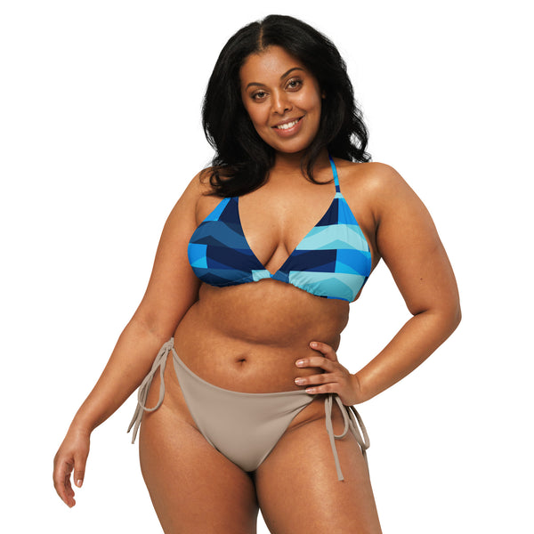 All-over print recycled string bikini top - Objet D'Art