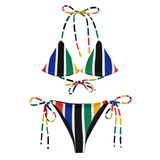 Rainbow Nation recycled string bikini - Objet D'Art