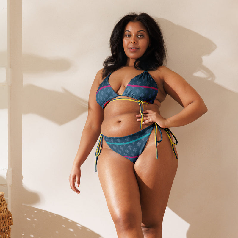 All-over print recycled string bikini - Objet D'Art