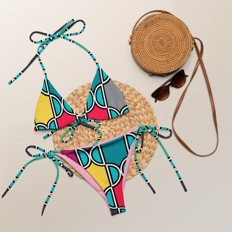 All-over print recycled string bikini - Objet D'Art