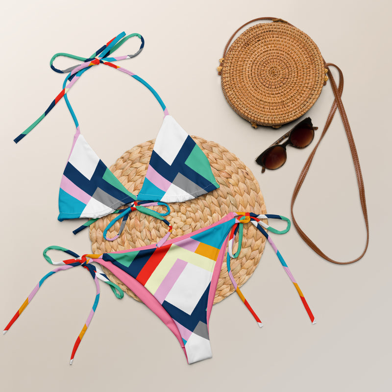All-over print recycled string bikini - Objet D'Art