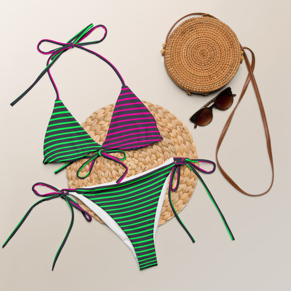All-over print recycled string bikini - Objet D'Art