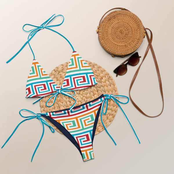 All-over print recycled string bikini - Objet D'Art