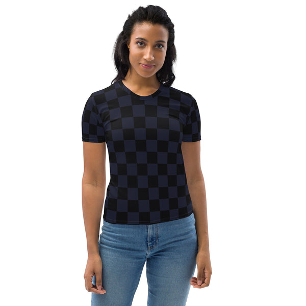 Deeply Purple Checkered Women's T-shirt - Objet D'Art