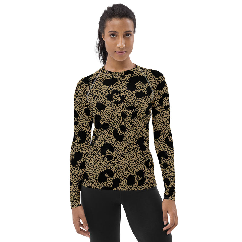 Leopard Print Women's Rash Guard - Objet D'Art