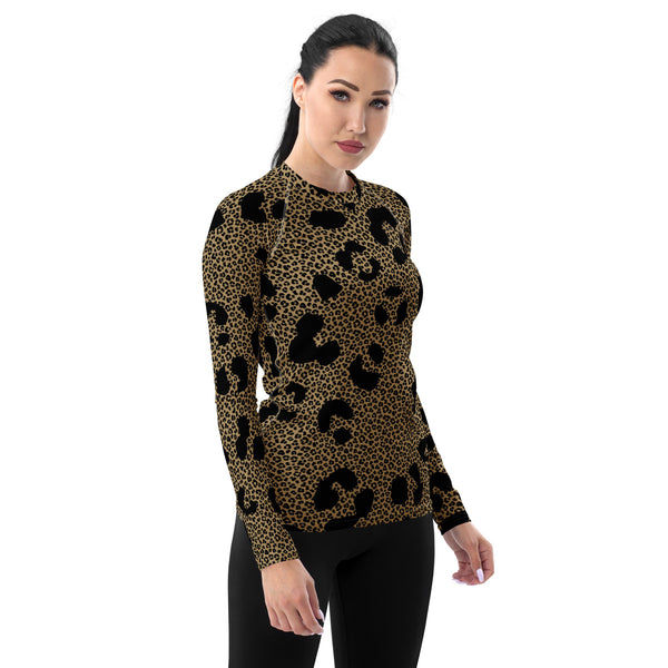 Leopard Print Women's Rash Guard - Objet D'Art