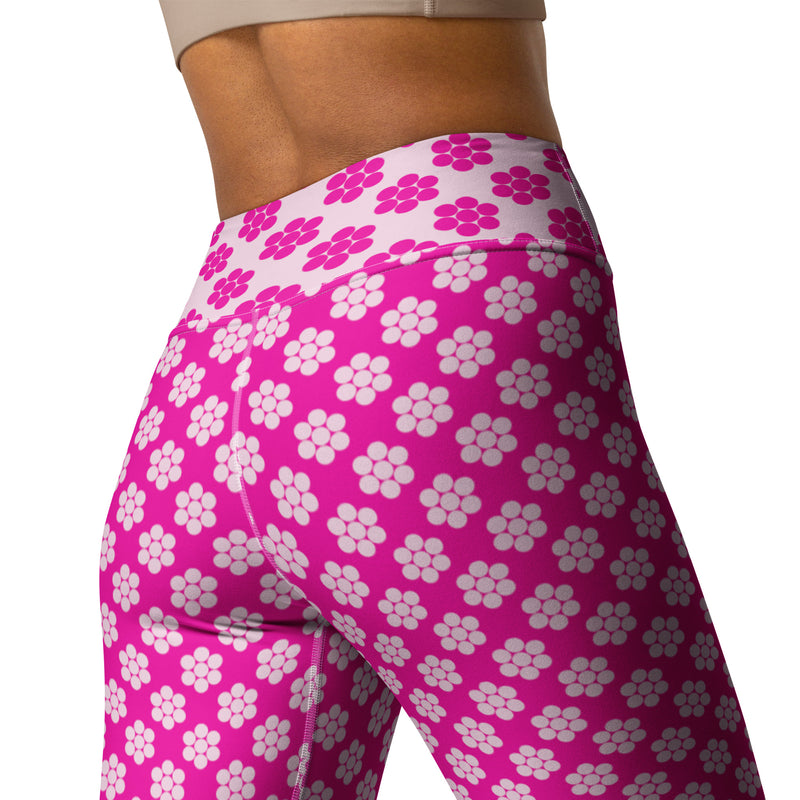 Fuchsia Petals Yoga Leggings - Objet D'Art