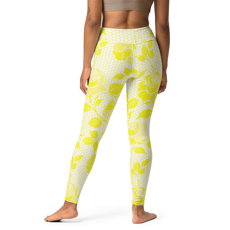 Yellow Rose Yoga Leggings - Objet D'Art