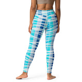 Blue Wave Tiger Stripe Yoga Leggings - Objet D'Art
