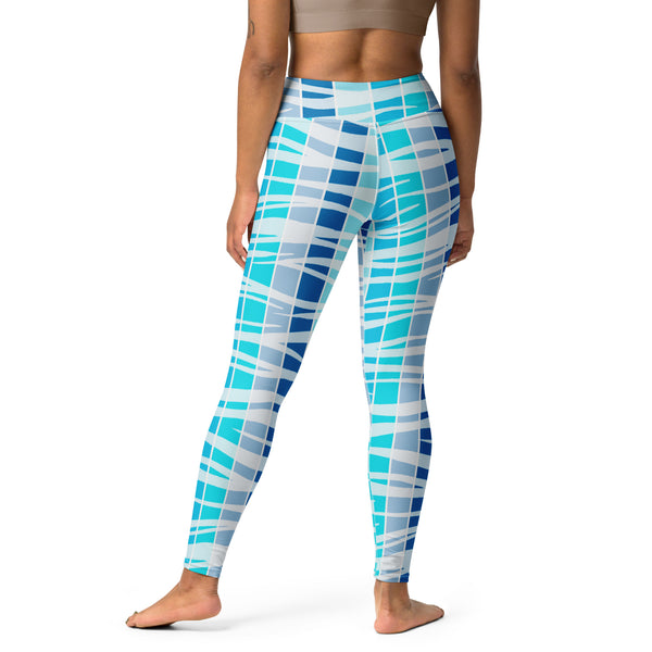 Blue Wave Tiger Stripe Yoga Leggings - Objet D'Art