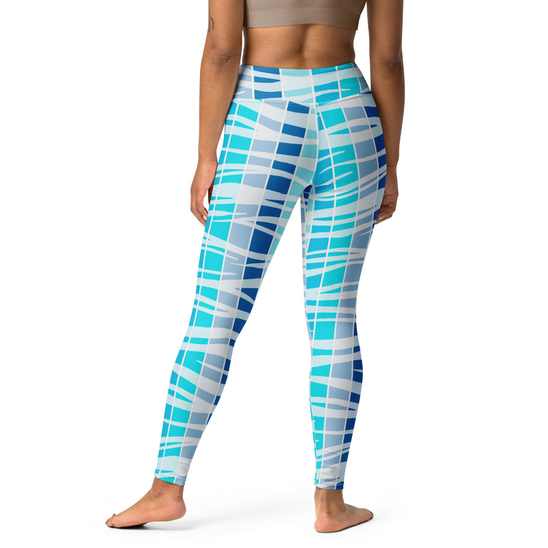 Blue Wave Tiger Stripe Yoga Leggings - Objet D'Art