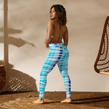 Blue Wave Tiger Stripe Yoga Leggings - Objet D'Art