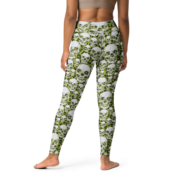 Skull & Leopard Print Yoga Leggings - Objet D'Art