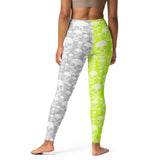 Neon green & Gray Skull Print Yoga Leggings - Objet D'Art