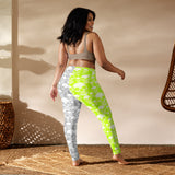 Neon green & Gray Skull Print Yoga Leggings - Objet D'Art