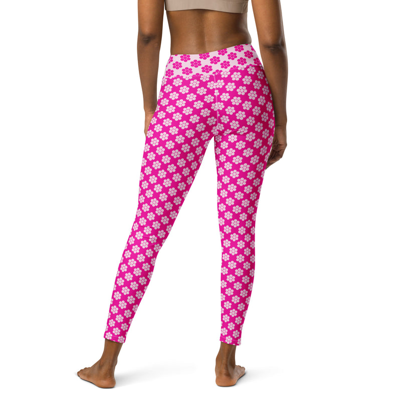 Fuchsia Petals Yoga Leggings - Objet D'Art