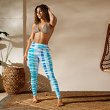Blue Wave Tiger Stripe Yoga Leggings - Objet D'Art