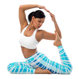 Blue Wave Tiger Stripe Yoga Leggings - Objet D'Art