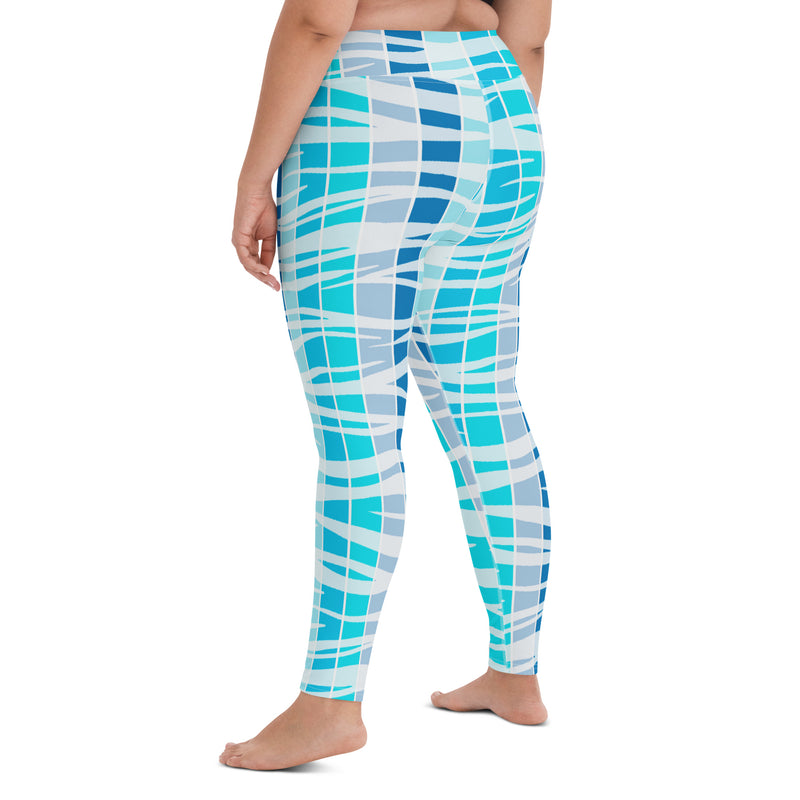 Blue Wave Tiger Stripe Yoga Leggings - Objet D'Art