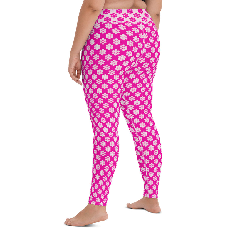 Fuchsia Petals Yoga Leggings - Objet D'Art