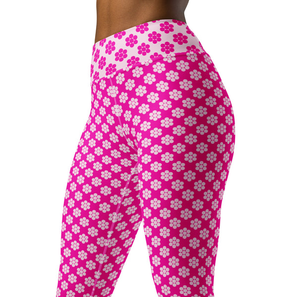 Fuchsia Petals Yoga Leggings - Objet D'Art